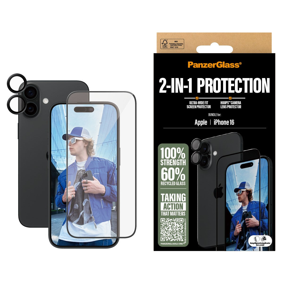 PanzerGlass® 2-i-1 Pakke iPhone 16